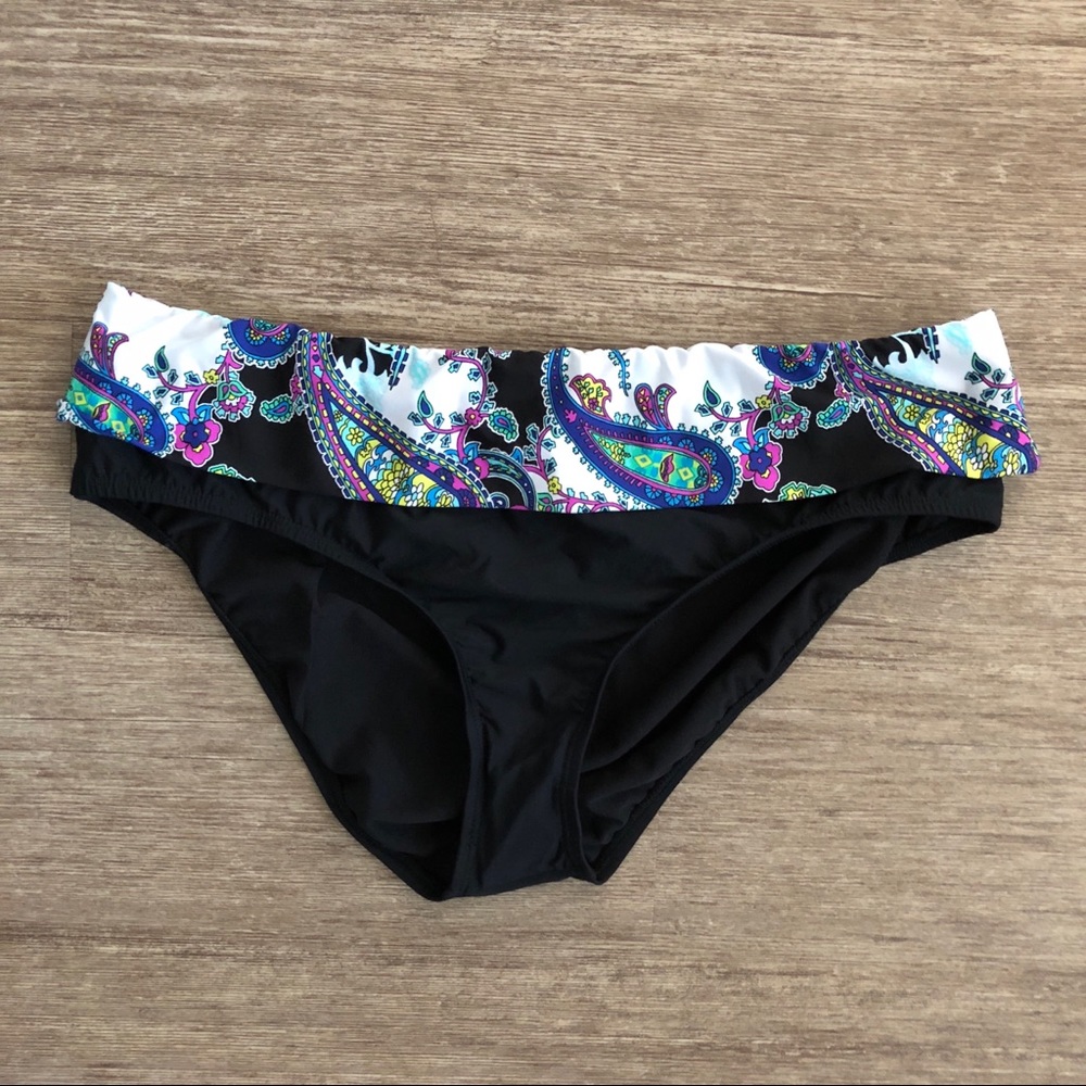 Alex Marie Plus Size Black Paisley Bikini Bottoms